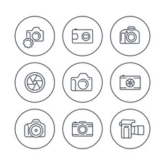 Canvas Print - camera, dslr, diaphragm, line icons