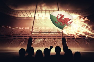 Poster - Composite image of silhouettes of football supporters