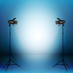 Canvas Print - Empty photo studio with equipment. Vector illustration.