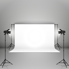 Aufkleber - Empty photo studio with equipment. Vector illustration.
