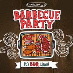 Sticker - Bbq Grill Party Poster