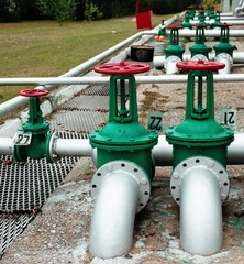 Wall Mural - Oil and gas pipe line valves