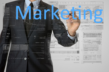 businessman writing marketing process concept