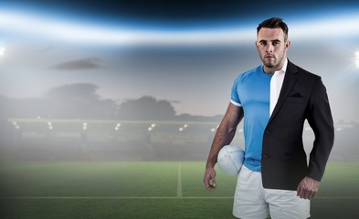 Poster - Composite image of rugby player looking at camera