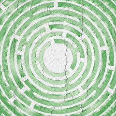 Wall Mural - Green circle maze