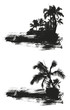 inky grunge summer scene with palms