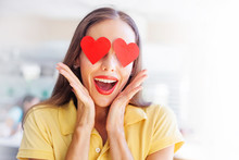 Emoji Concept: Woman With The Hearts Instead Of Her Eyes