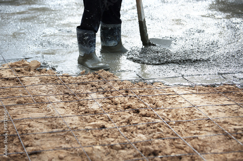 Construction Working For Concrete Floor Buy This Stock Photo