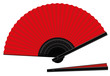 © Peter Hermes Furian - Hand fan - red an black - open and closed - spanish style - three-dimensional - realistic. Isolated vector illustration on white background.