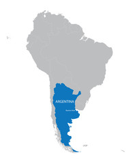 Canvas Print - map of South America with indication of Argentina