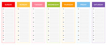 Week Planning Calendar (colors According To Thai Astrology)