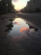 sunset puddle reflection
