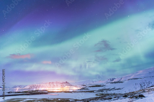 Obraz na płótnie canvas dwuczęściowy "dyptyk" Północny światło aurora borealis iceland