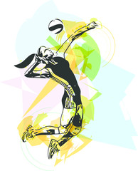 Wall Mural - Illustration of volleyball player playing