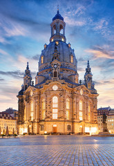 Wall Mural - Lutheran church Dresden Frauenkirche in Dresden at night, German