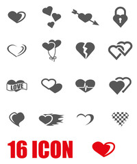 Wall Mural - Vector grey heart icon set