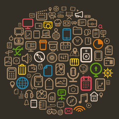 Poster - Abstract speech cloud of different color web icons