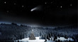 Weihnachtsbaum in Schneelandschaft bai Nacht