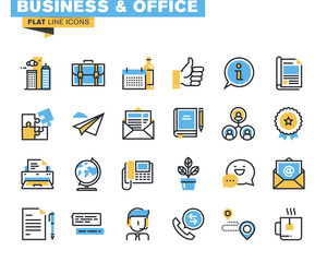 Wall Mural - trendy flat line icon pack for designers and developers. icons for business, office, company informa