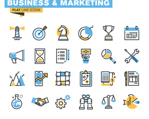 Wall Mural - trendy flat line icon pack for designers and developers. icons for business, marketing, management, 