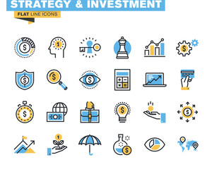 Wall Mural - trendy flat line icon pack for designers and developers. icons for strategy, investment, finance, ba