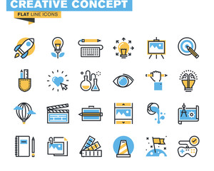 Wall Mural - trendy flat line icon pack for designers and developers. icons for creative process, design, art, mo