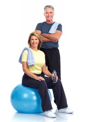 Canvas Print - Healthy fitness elderly couple.