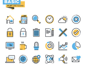 Wall Mural - trendy flat line icon pack for designers and developers. basic icons for websites and mobile website
