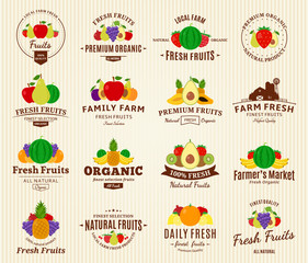 Wall Mural - Fruits Logos, Labels and Design Elements