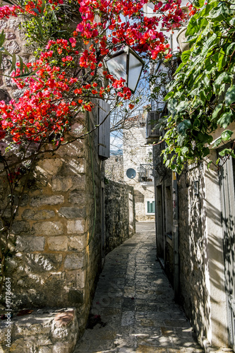 Naklejka na szafę narrow streets of the old town of Budva, Montenegro.