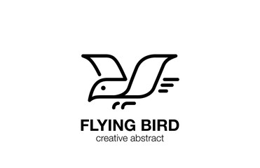 Poster - Flying Bird Logo abstract design linear outline vector