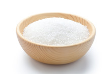 White Sugar In A Wooden Bowl