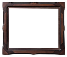 Brown Wood Frame Of Photo On Isolate White With Clipping Path