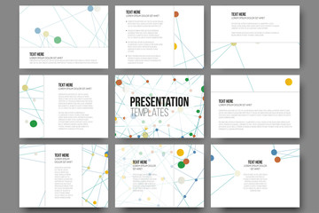 Wall Mural - set of 9 templates for presentation slides. molecule structure