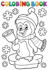 Wall Mural - Coloring book Christmas penguin topic 1