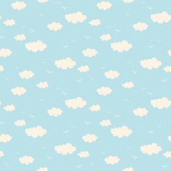 Aufkleber - seamless pattern with clouds and birds