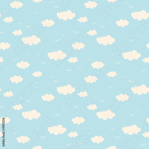 Nowoczesny obraz na płótnie seamless pattern with clouds and birds