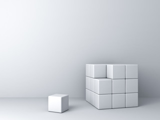 Aufkleber - Abstract blocks on white wall background one unique