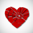 Broken heart isolated on white background, stock vector graphic illustration