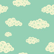 Retro seamless pattern with spiral clouds. Endless texture can be used for filling any contours, wallpaper, web page background, cards, gift wrap, surface textures