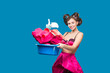 pin-up girl with a basket with the laundry