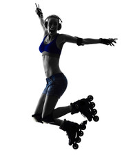 Wall Mural - woman in roller skates  silhouette