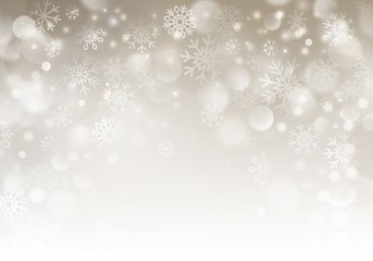 Christmas beige horizontal background with snowflakes. vector illustration