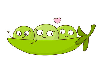 Wall Mural - Cute peas isolated on white