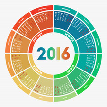 Colorful Round Calendar 2016