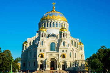 Naval St. Nicholas Cathedral on the background of blue sky