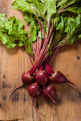 Wall Mural - fresh beetroot on wooden background