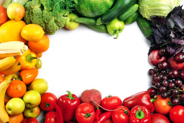 Fototapete - Heap of fruits and vegetables close up