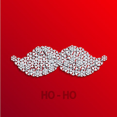 Wall Mural - Vector modern mustache snowflakes on red