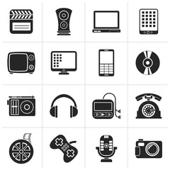 Wall Mural - Black multimedia and technology icons - vector icon set